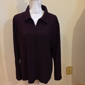 Chic Women's Dark Purple Zip-Up Jacket
